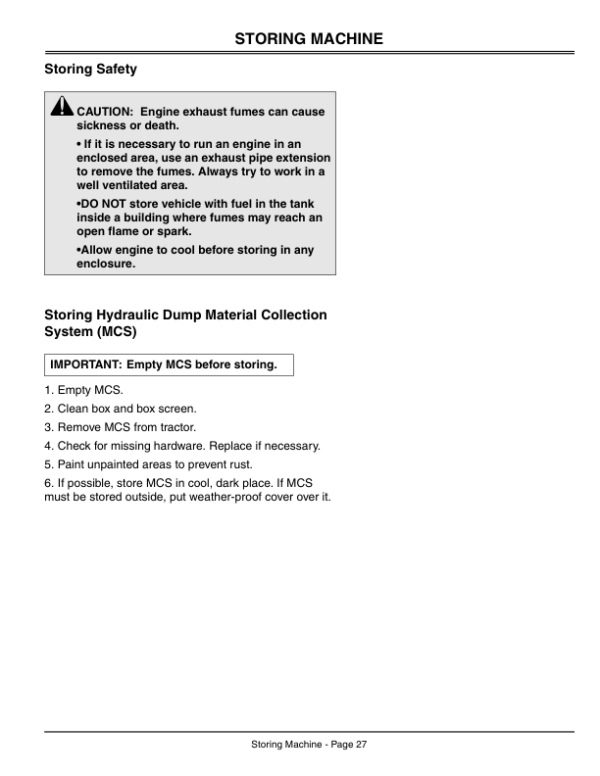 John Deere Hydraulic Dump Material Collection System (010001-) Operator’s Manual (OMM140121) Workshop Guide