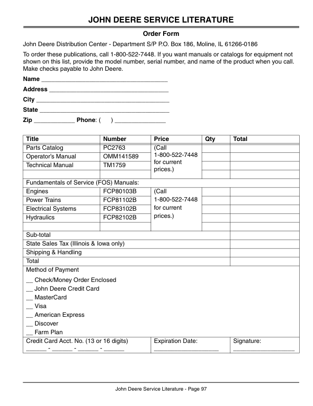 John Deere 2020 & 2030 ProGator North America (010000-020000) Operator’s Manual (OMM141589) Workshop Guide