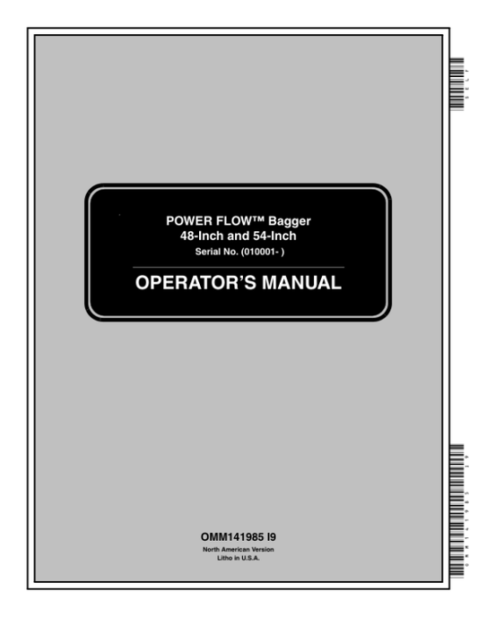 John Deere 48, 54 Inch Power Flow Bagger (010001-) Operator’s Manual (OMM141985) Workshop Guide