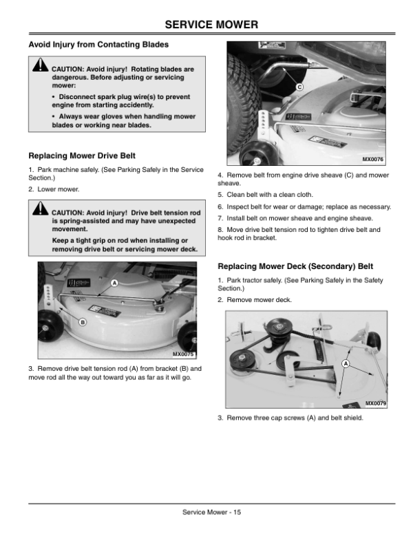 John Deere 38 Inch Mower Deck (010001-) Operator’s Manual (OMM142633) Workshop Guide
