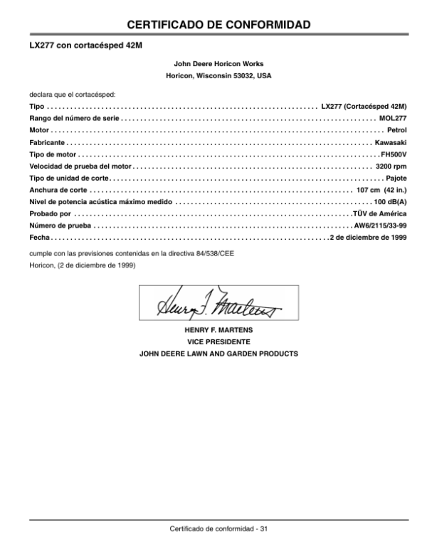 John Deere Freedom42 Mower Deck Operator’s Manual (OMM142641) Workshop Guide