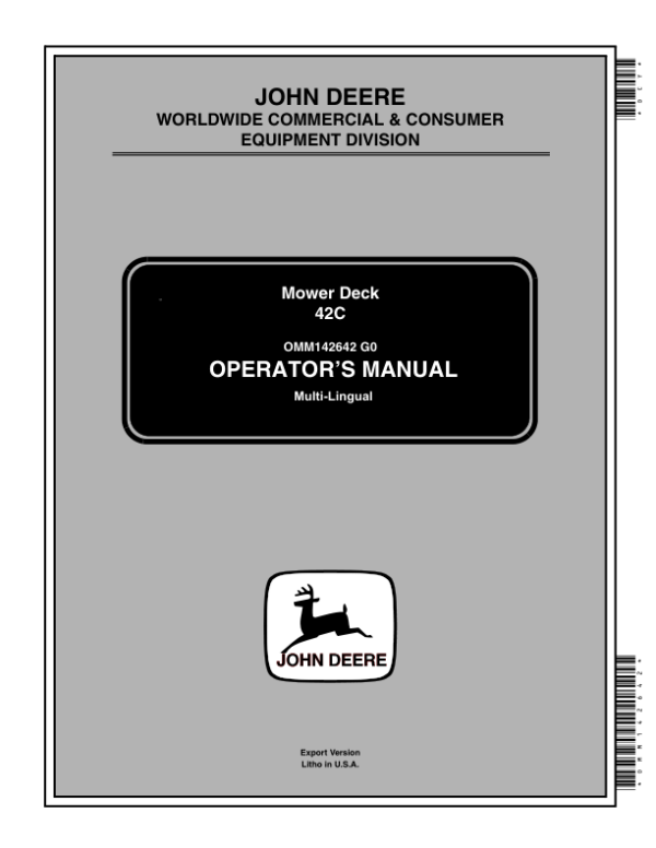 John Deere 42C Mower Deck Operator’s Manual (OMM142642) Workshop Guide