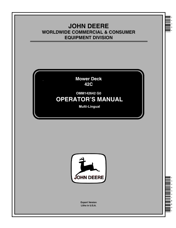 John Deere 42C Mower Deck Operator’s Manual (OMM142642) Workshop Guide