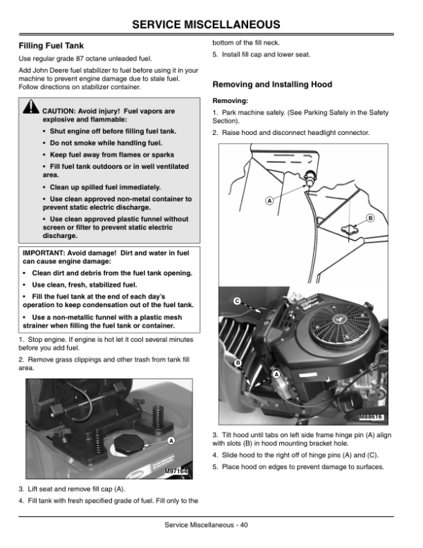 John Deere S2348, S2554 Scotts Yard & Garden Tractors (020001-) Operator’s Manual (OMM142794) Workshop Guide