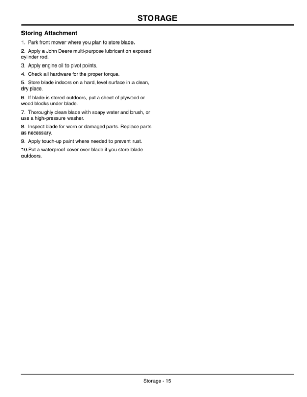 John Deere 54-Inch Front Blade (010001-) Operator’s Manual (OMM143554) Workshop Guide