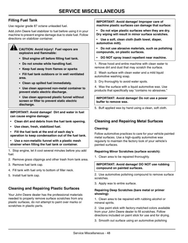 John Deere F510, F525 Front Mowers (120001-) Operator’s Manual (OMM144025) Workshop Guide
