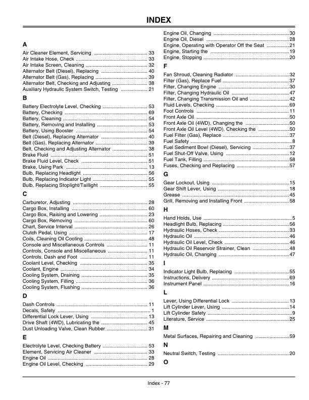 John Deere 2020 & 2030 ProGator Export Edition (020001-034999) Operator’s Manual (OMM144058) Workshop Guide