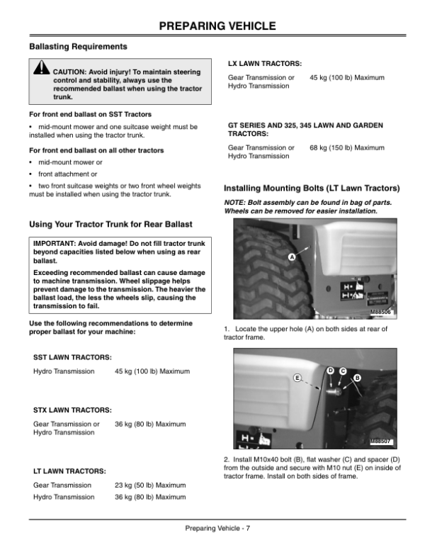 John Deere 2-Cubic Foot Tractor Trunk Operator’s Manual (OMM144872) Workshop Guide