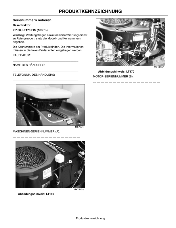 John Deere Lawn Tractors LT160, LT170 Operator’s Manual (OMM145866) Workshop Guide