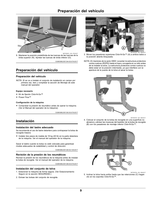 John Deere 14 Bushel Rear Bagger for X400, X500, X700, X900 Series Lawn, Garden Tractors (Export Edition) Operator’s Manual (OMM147542) Workshop Guide