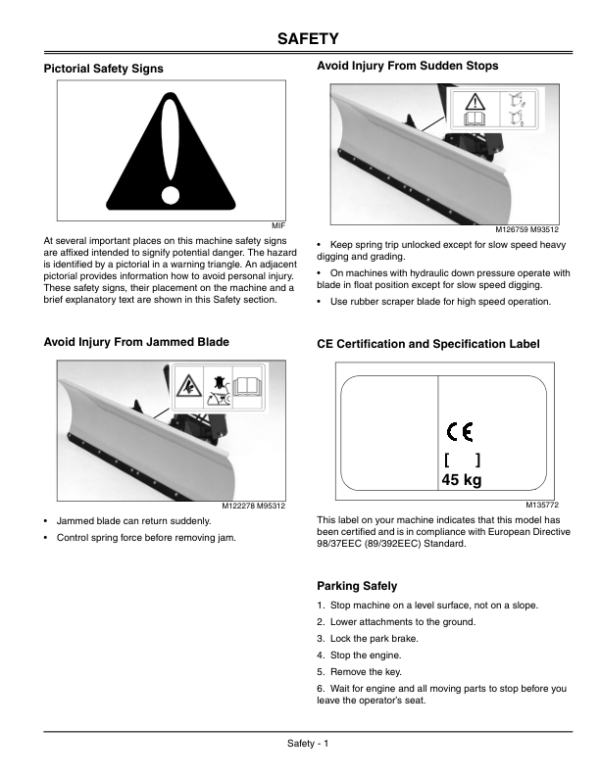 John Deere Quick-Hitch Front Blade 54-Inch Operator’s Manual (OMM147935) Workshop Guide