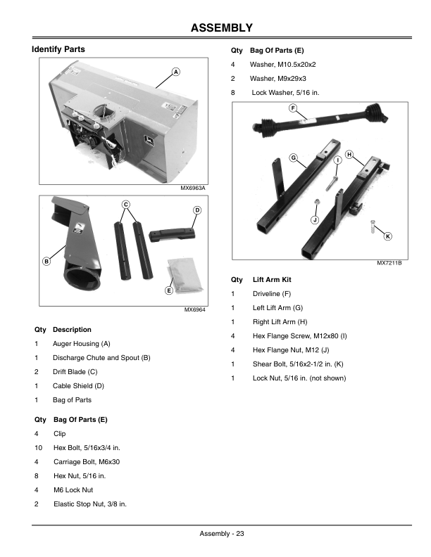John Deere 60-Inch Heavy Duty Snowblower 1400, 1500 Front Mowers (010001-) Operator’s Manual (OMM148318) Workshop Guide