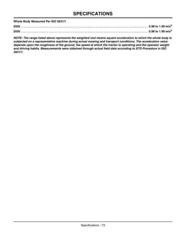 John Deere 2020 & 2030 ProGator Export Edition (035000-) Operator’s Manual (OMM149077) Workshop Guide