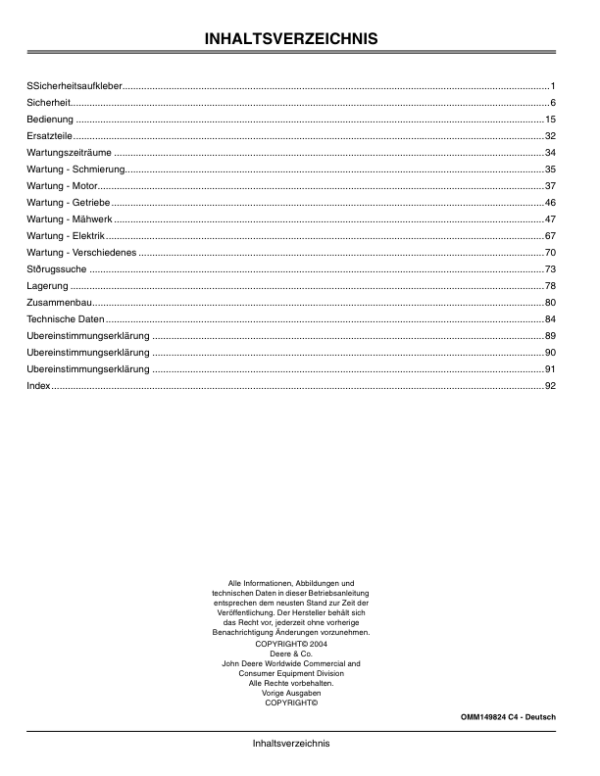 John Deere LT160, LT180, LT190 Lawn Tractor Operator’s Manual (OMM149824) Workshop Guide