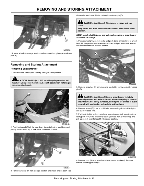 John Deere 42-In Snowthrower (with Foot-Lift) for LX & GT GX255 Lawn & Garden Tractors(010001-) Operator’s Manual (OMM149833) Workshop Guide