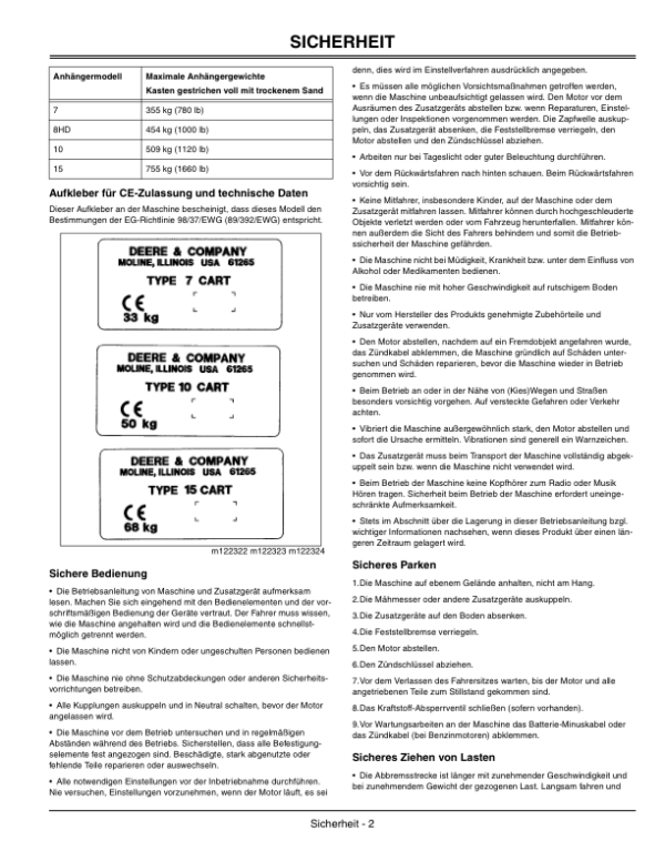 John Deere 7, 10 & 15 Utility Cart Operator’s Manual (OMM150057) Workshop Guide