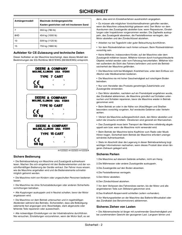 John Deere 7, 10 & 15 Utility Cart Operator’s Manual (OMM150057) Workshop Guide
