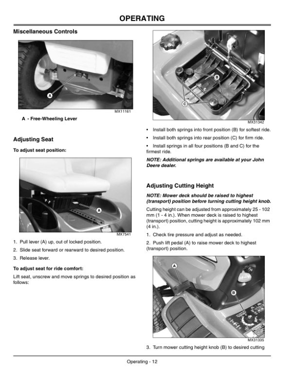 John Deere LT190 Lawn Tractors (500001-) Operator’s Manual (OMM152795) Workshop Guide