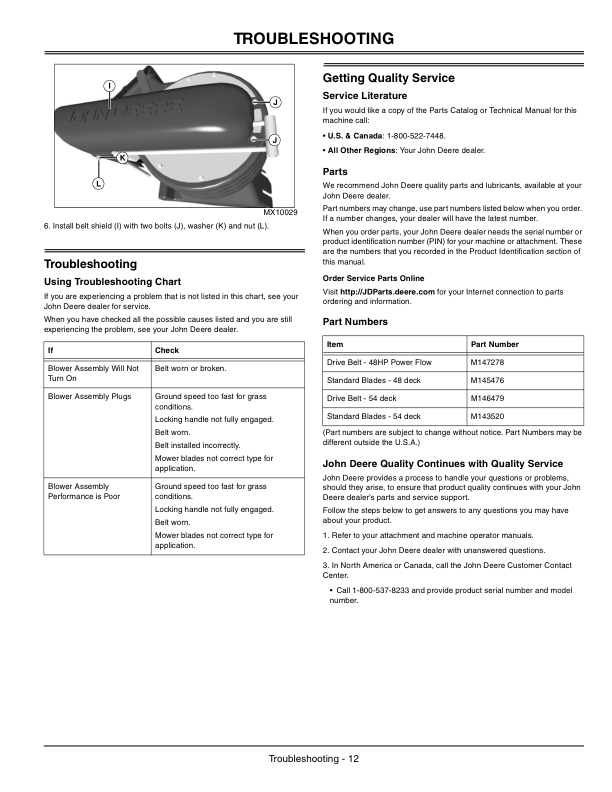 John Deere C Series High Performance Powerflow for Select Series Operator’s Manual (OMM154720) Workshop Guide