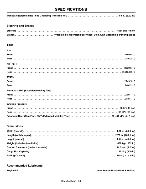 John Deere TX Gator Utility Vehicle North America (001001-030000) Operator’s Manual (OMM154965) Workshop Guide