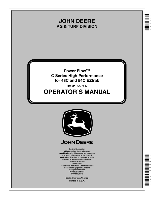 John Deere PowerFlow C Series High Performance for EZtrak Mowers Operator’s Manual (OMM155509) Workshop Guide