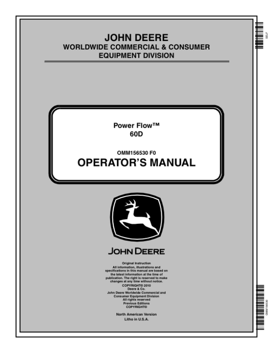 John Deere 60D Power Flow (010001-) Operator’s Manual (OMM156530) Workshop Guide