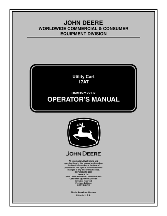 John Deere 17AT Cart Operator’s Manual (OMM157172) Workshop Guide