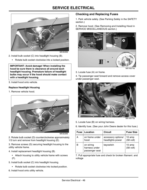 John Deere TE Gator Utility Vehicles North America (001001-050000) Operator’s Manual (OMM158162) Workshop Guide