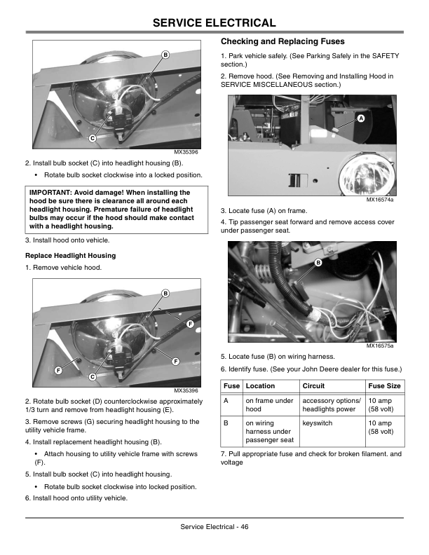 John Deere TE Gator Utility Vehicles North America (001001-050000) Operator’s Manual (OMM158162) Workshop Guide