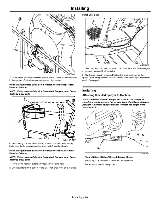 John Deere 15, 25, 45 Gallon Sprayer Operator’s Manual (OMM160897) Workshop Guide