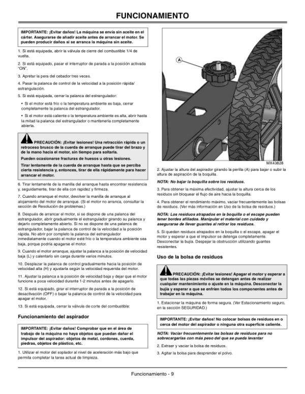 John Deere V627SP Walk-Behind Vacuum Operator’s Manual (OMM161990) Workshop Guide
