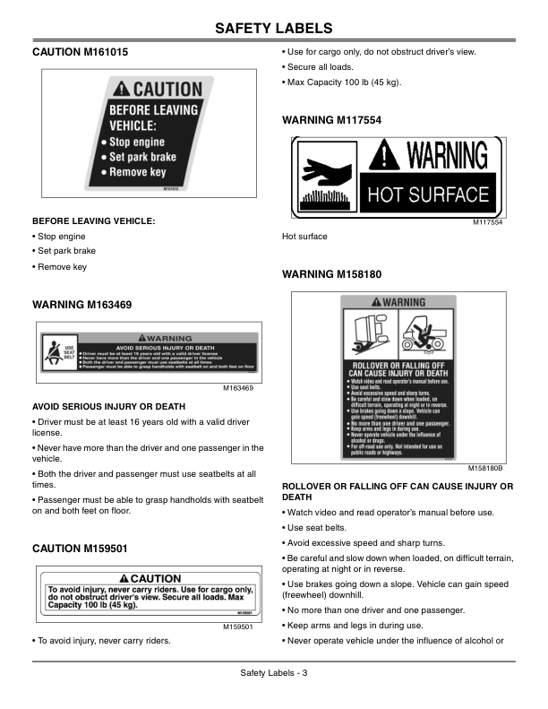 John Deere Utility All Terrain Vehicle (UATV) M-Gator A2 (010001-) Operator’s Manual (OMM164366) Workshop Guide