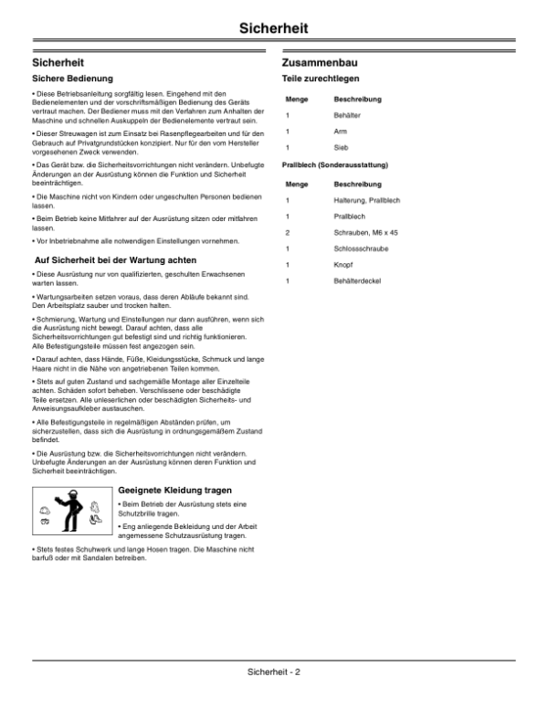 John Deere LP21785, LP22875 Push Spreader X700 Select Series (ENG/GERM/ITAL) Operator’s Manual (OMM166617) Workshop Guide