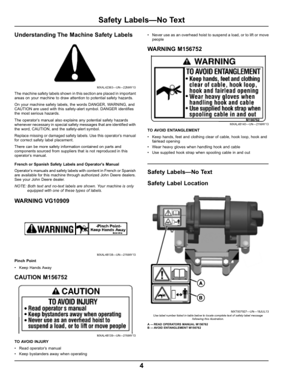 John Deere Winch 3,000 lb. Operator’s Manual (OMM167641) Workshop Guide