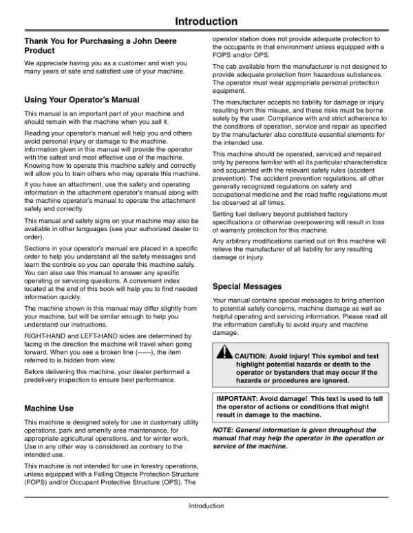 John Deere TE Gator Utility Vehicles Export Editiion (070001-090000) Operator’s Manual (OMM168613) Workshop Guide