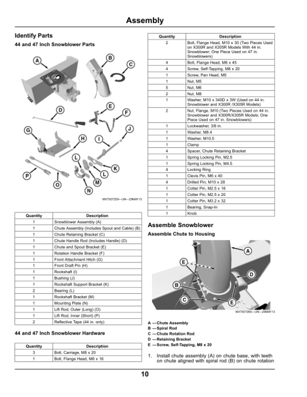 John Deere 44 & 47-Inch Select Series Snowblowers Compatible with X Select Series Tractors North America (080001-) Operator’s Manual (OMM170956) Workshop Guide
