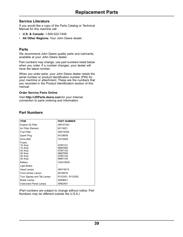 John Deere HPX 4×4 Gator Utility Vehicle Gas North America (120001-130000) Operator’s Manual (OMM171335) Workshop Guide