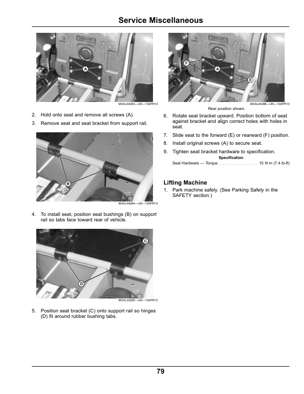 John Deere 855D XUV Gator North America (080001-100000) Operator’s Manual (OMM171370) Workshop Guide