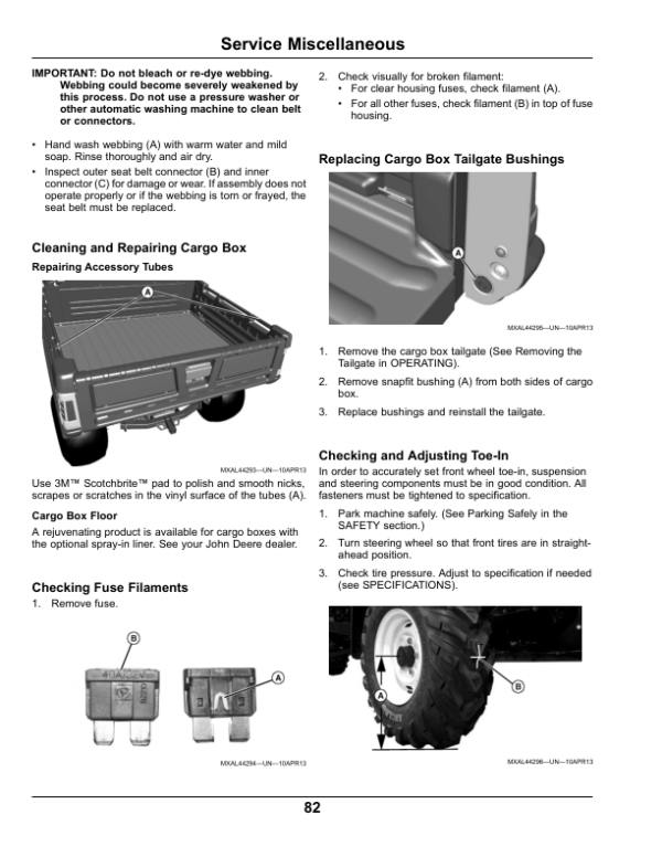 John Deere 855D XUV S4 Gator North America (080001-100000) Operator’s Manual (OMM171403) Workshop Guide