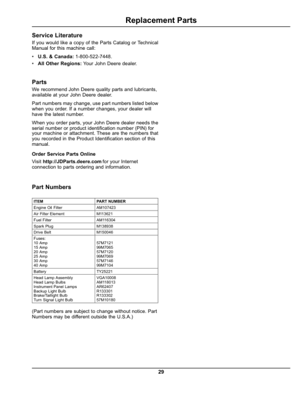 John Deere TH (6×4) Gator Utility Vehicle (Gas) North America (070001-100000) Operator’s Manual (OMM171478) Workshop Guide