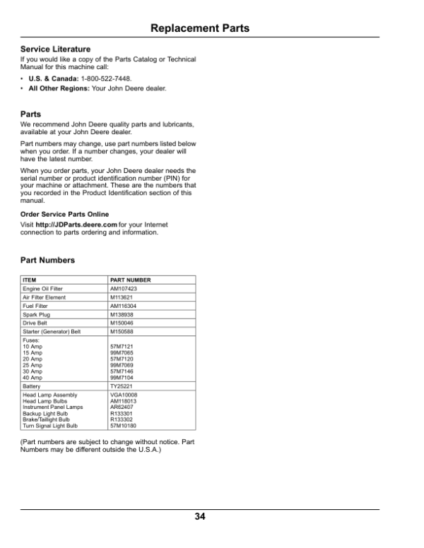 John Deere TX Turf Gator Utility Vehicle North America (070001-100000) Operator’s Manual (OMM171489) Workshop Guide