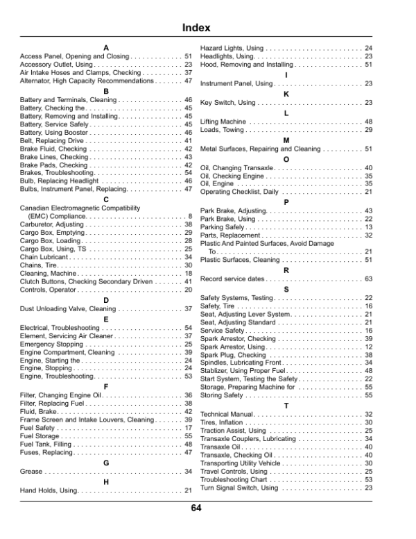 John Deere TS Gator Utility Vehicle North America (070001-100000) Operator’s Manual (OMM171492) Workshop Guide