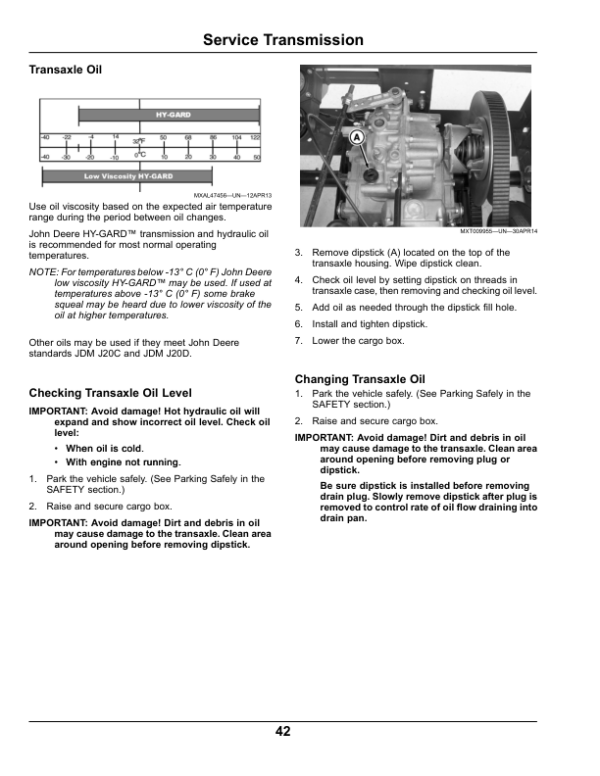 John Deere TS Gator Utility Vehicle North America (100001-110000) Operator’s Manual (OMM173809) Workshop Guide