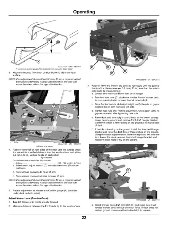 John Deere 54 & 60 In. High Capacity Mower Deckfor X700 Series Tractors North America (040001-) Operator’s Manual (OMM175656) Workshop Guide
