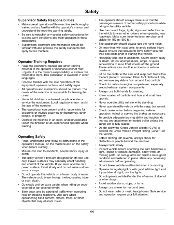 John Deere TH (6×4) Gator Utility Vehicle (Gas)North America (110001- ) Operator’s Manual (OMM176060) Workshop Guide