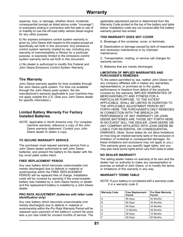 John Deere M-Gator A3-T Utility Vehicle North America (020001-) Operator’s Manual (OMM176536) Workshop Guide