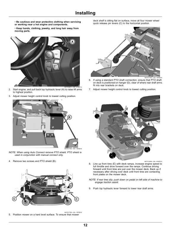 John Deere 54, 60 Inch High Capacity Mower Decks for X700 Series, X940, X948, X949 (Export Edition)(s,n. 040001-) Operator’s Manual (OMM177814) Workshop Guide