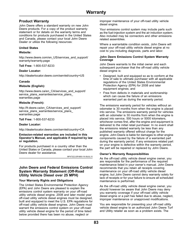 John Deere M-Gator A3-T Utility Vehicles Operator’s Manual (OMM178614) Workshop Guide
