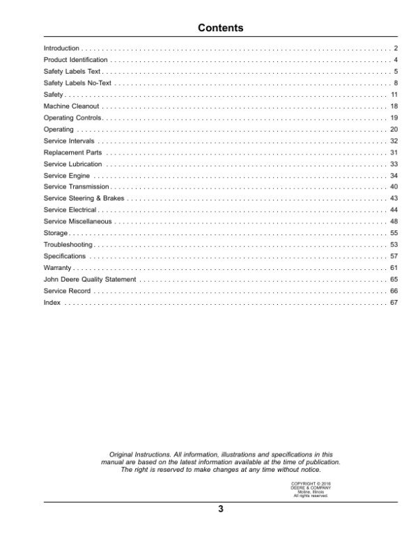 John Deere TS 4×2 Gas Gator Utility Vehicles (Engine-Kawasaki FJ400) Operator’s Manual (OMM178641) Workshop Guide