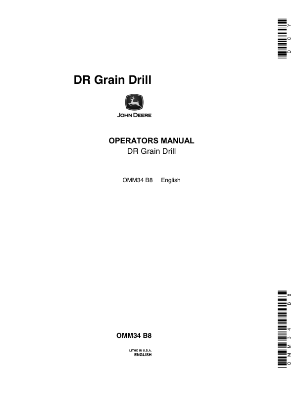John Deere DR Grain Drill Operator’s Manual (OMM34) Workshop Guide
